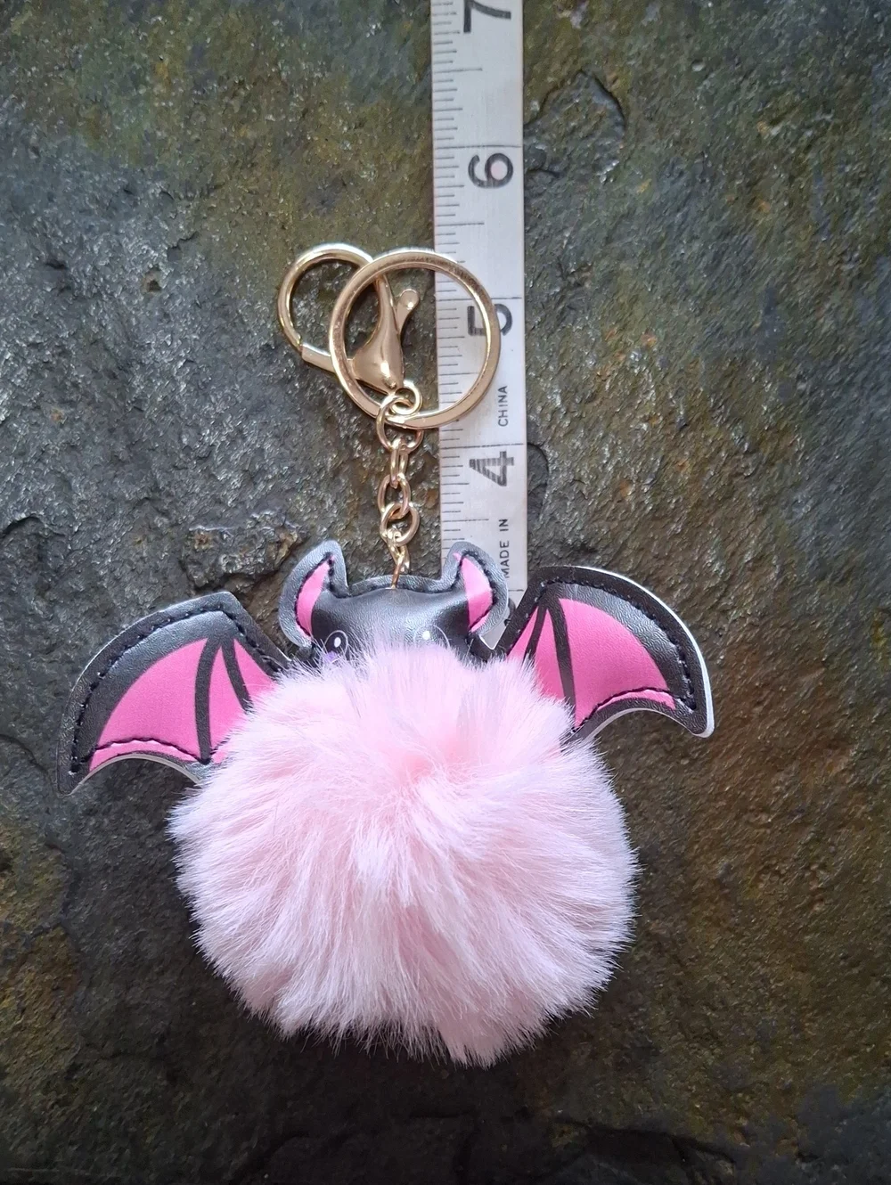 Cute Pink Bat Pom-Pom Keychain/Bag Accessory
